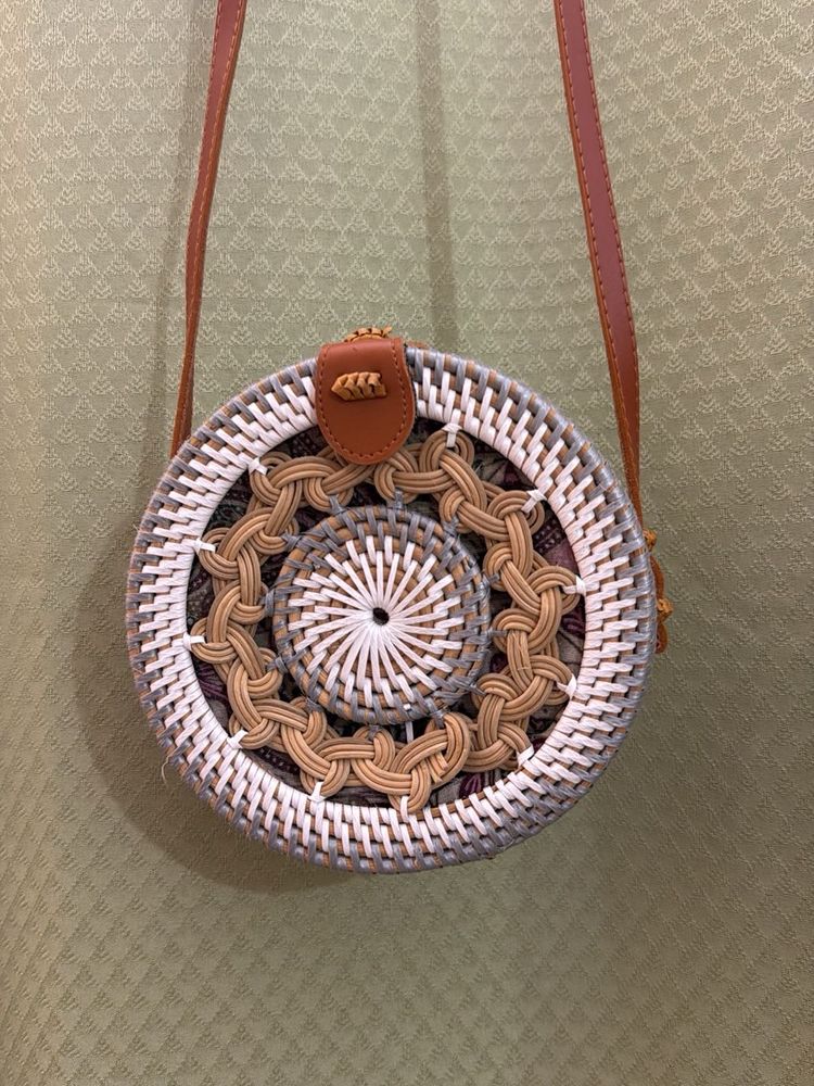 Imported from Bali Round Rattan Crossbody Bag