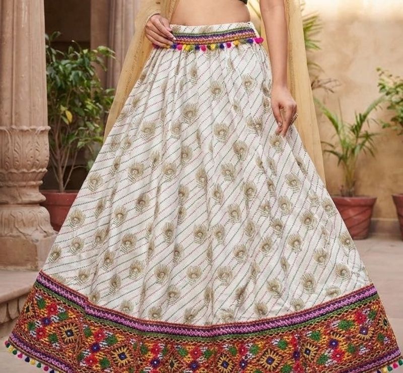 Boho Peacock Navratri Traditional Lehanga Skirt