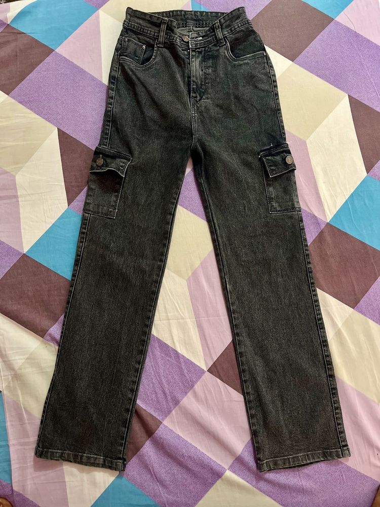 Dark Wash Cargo Jeans