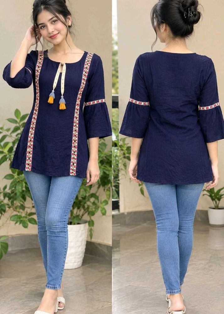 Stylish Navy Blue Tunic Top
