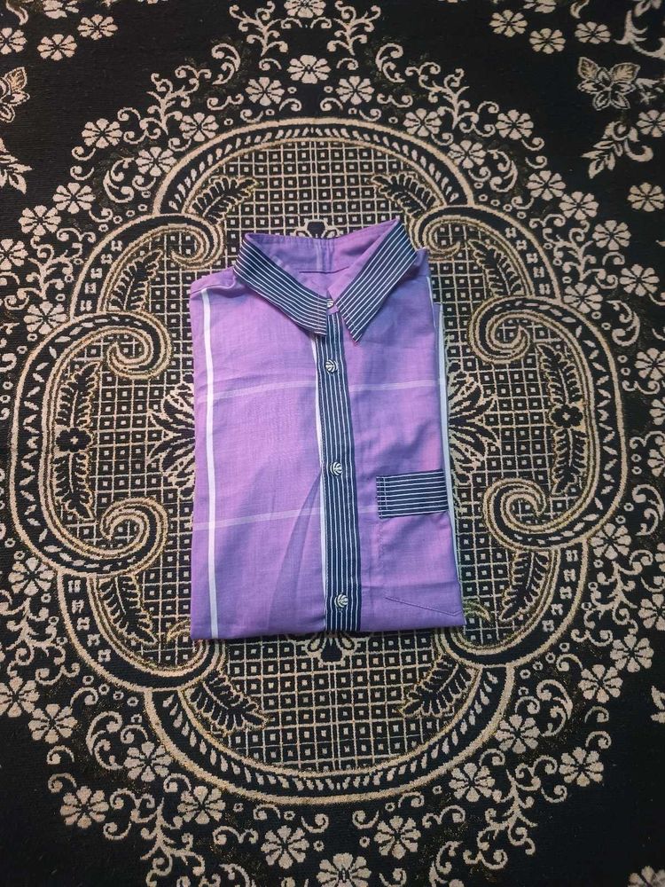 Purple Plaid Long Sleeve Shirt