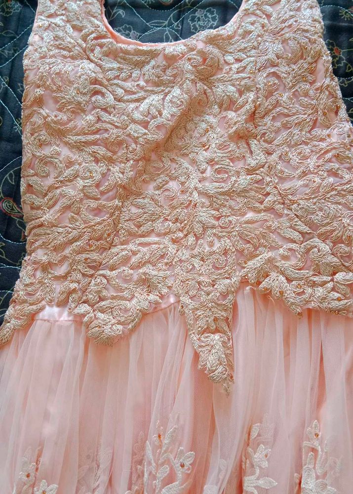 Elegant Peach Lace Dress