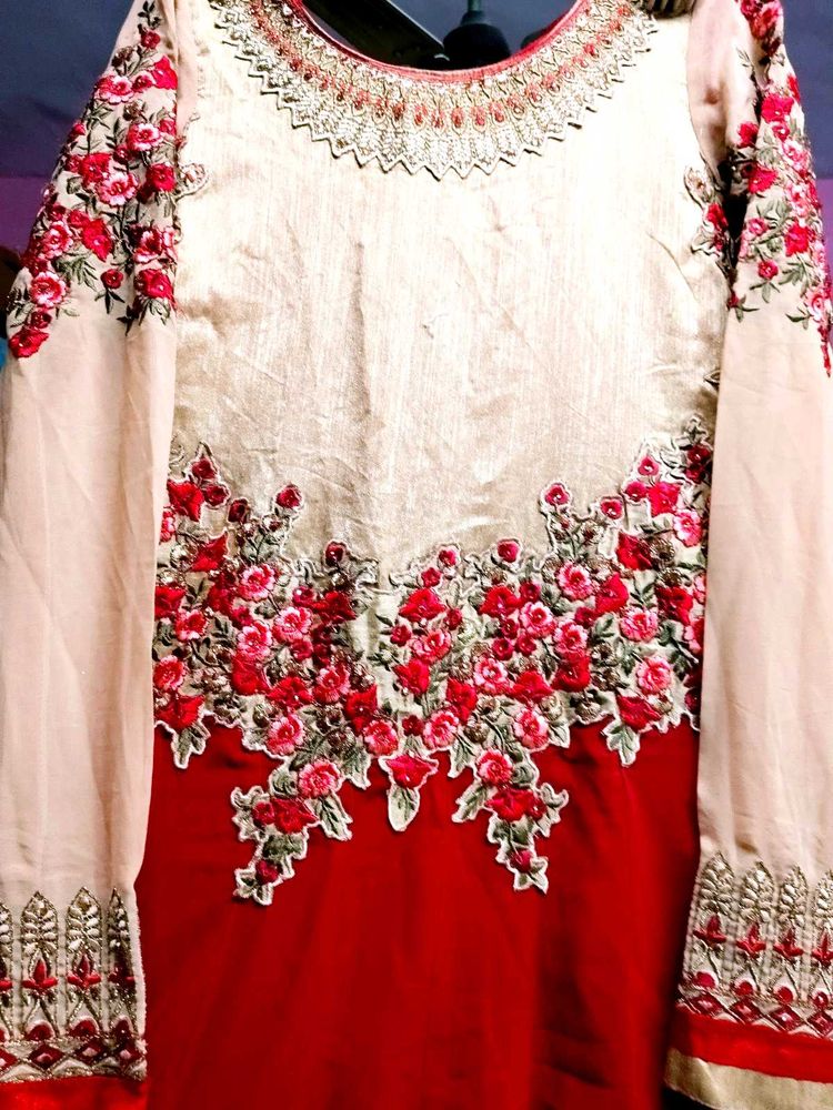Red gown with Gold Border