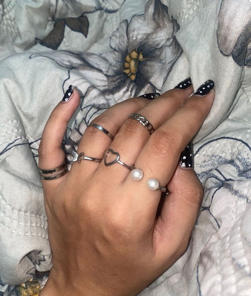 Assorted Silver Rings with Pearls