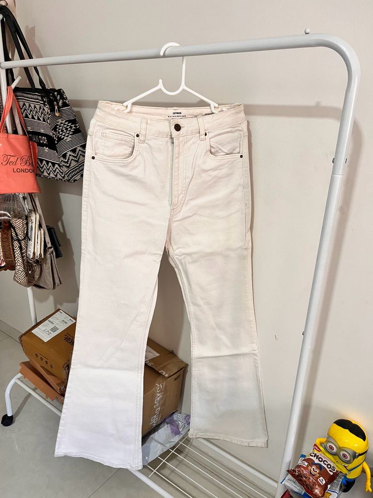 Cream Flare Jeans