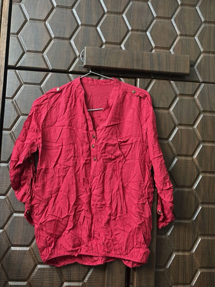 Red 3/4 Sleeve Blouse