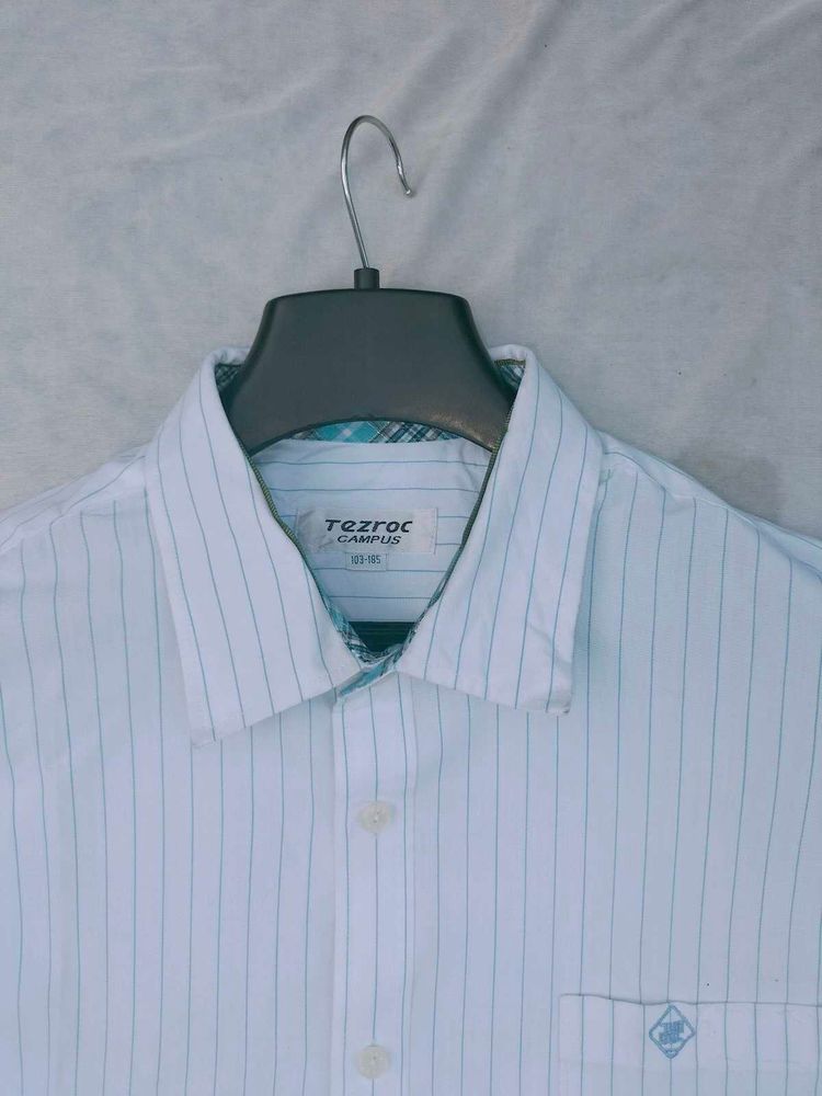 Men’s Premium White Pinstripe Full Sleeve Shirt