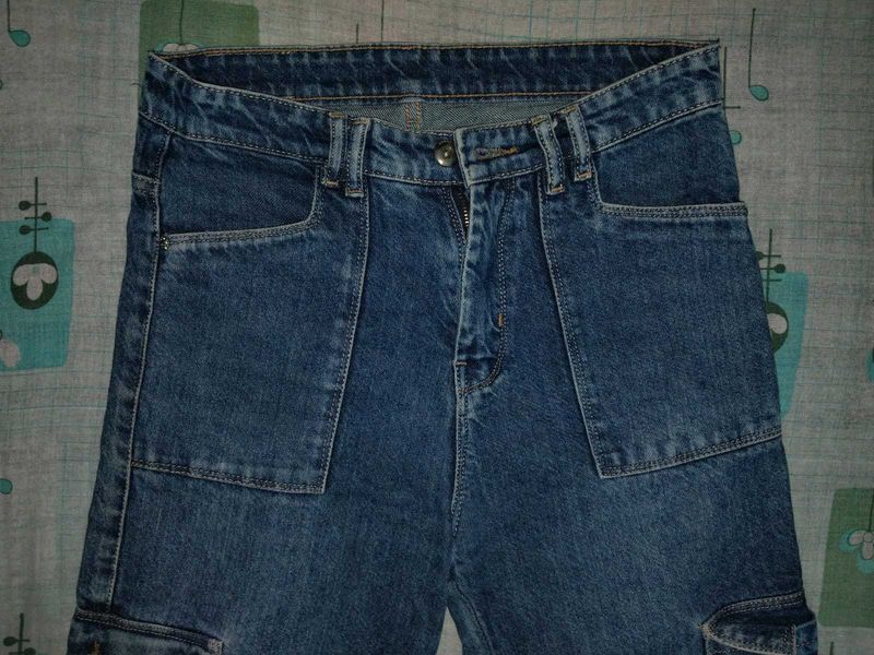Classic Blue Denim Cargo Pants