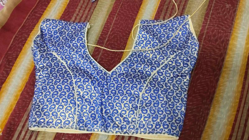 Stunning Blue Brocade Blouse