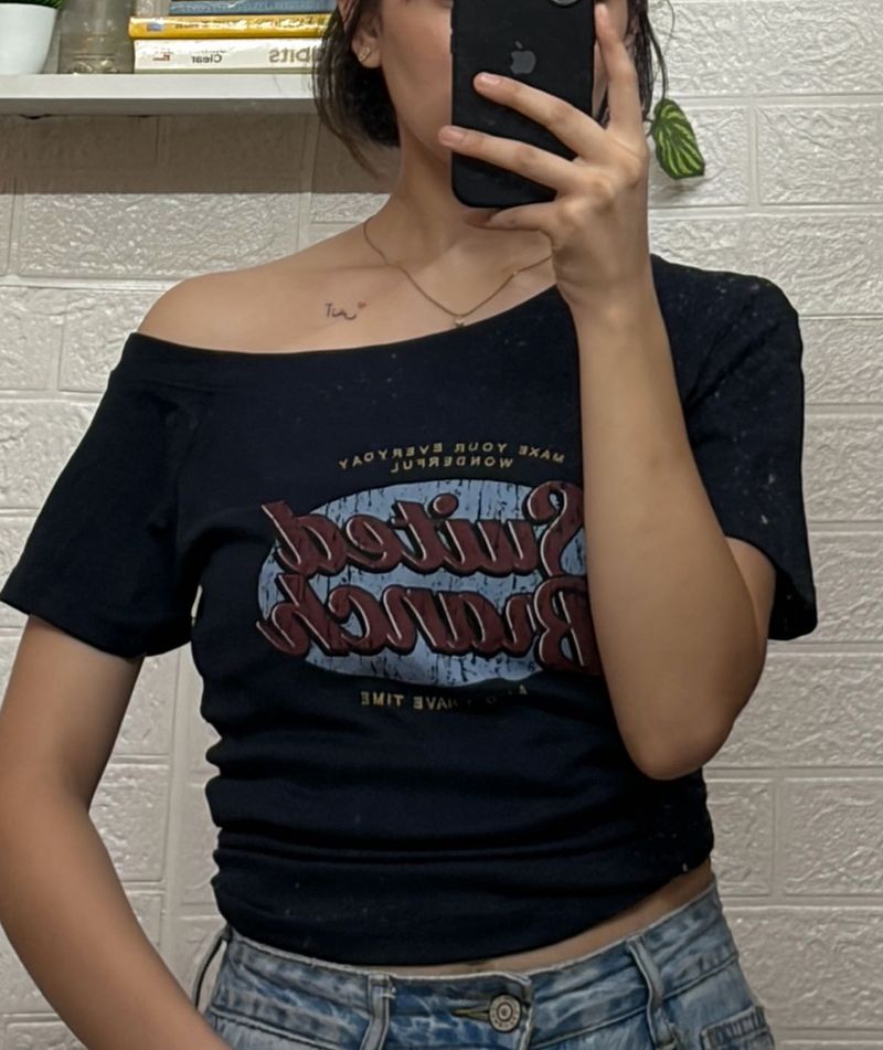 Off-Shoulder Graphic T-Shirt