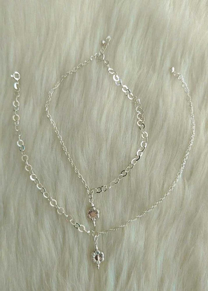 925 Silver Anklet Set with hallmark