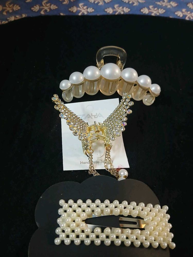 Pearl &amp; Crystal Hair Clip Set