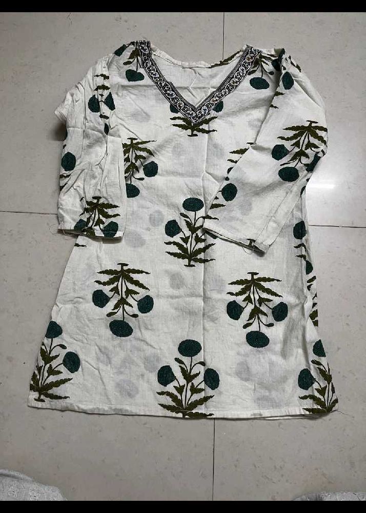 Floral Print Cotton Kurta