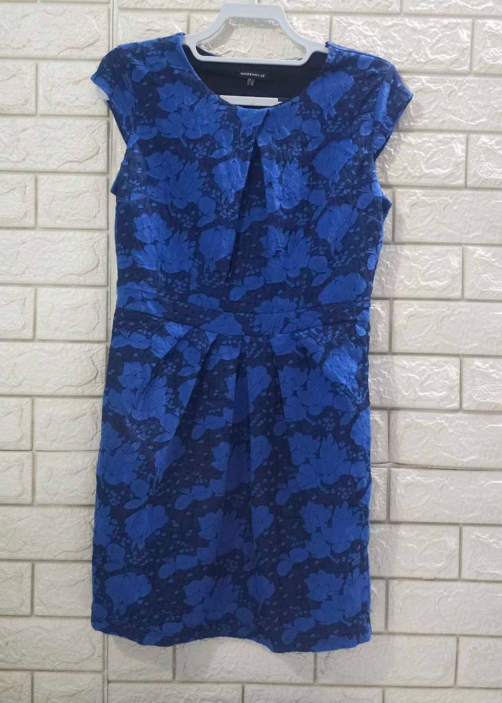 Warehouse Floral Jacquard Cap Sleeve Dress