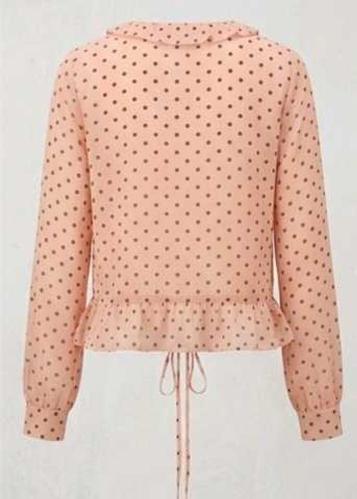 Peach Polka Dot Ruffle Top