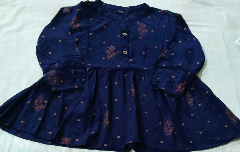 Navy Blue Printed Top