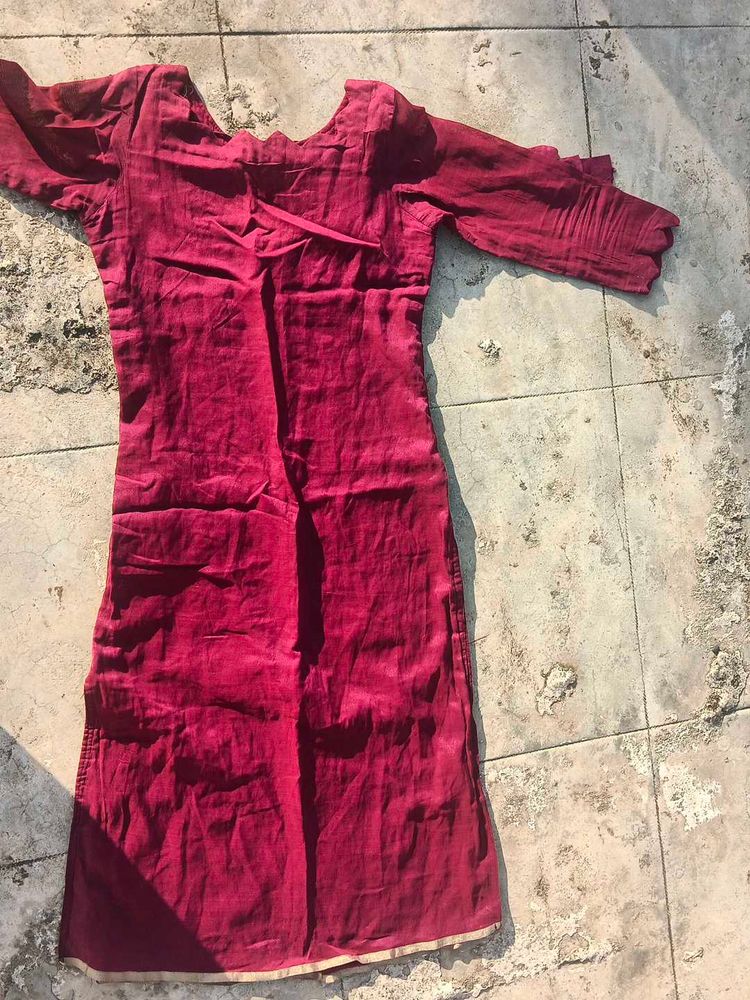 Maroon Cotton Kurta