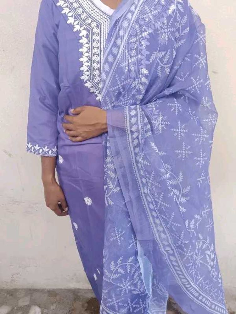 Elegant Lilac Kurta Set with Dupatta