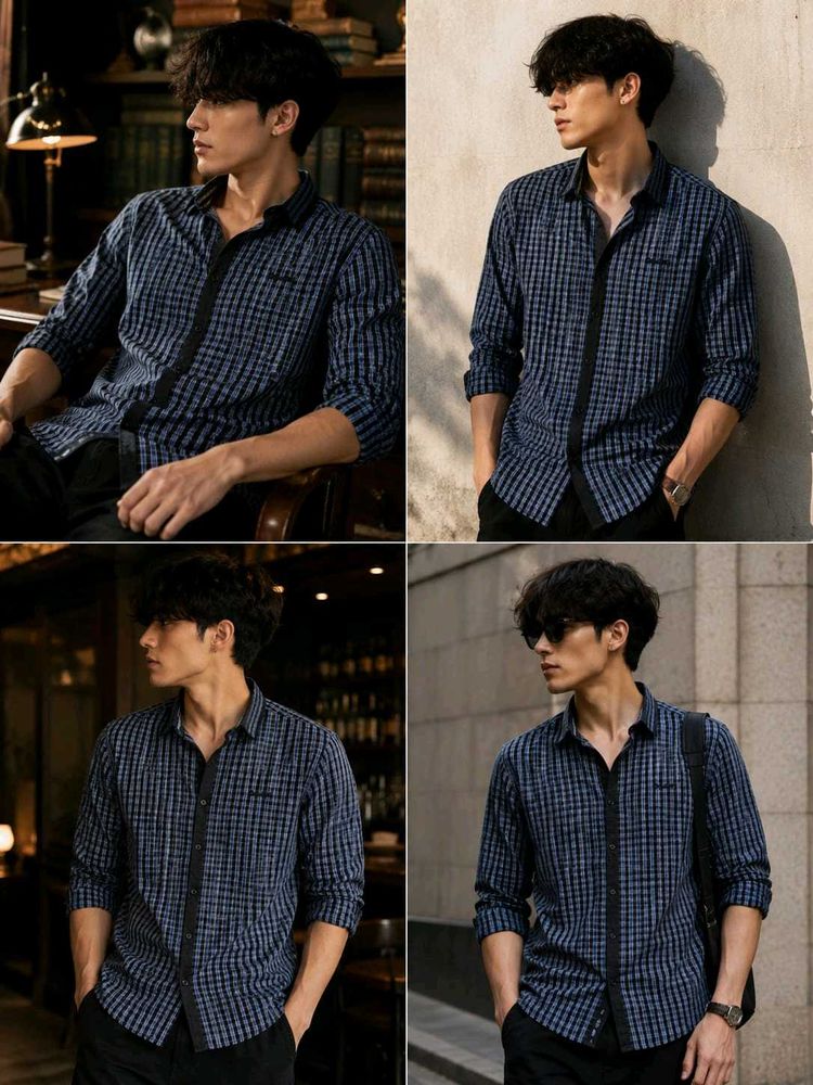 Men's Casual Plaid Long Sleeve Shirt