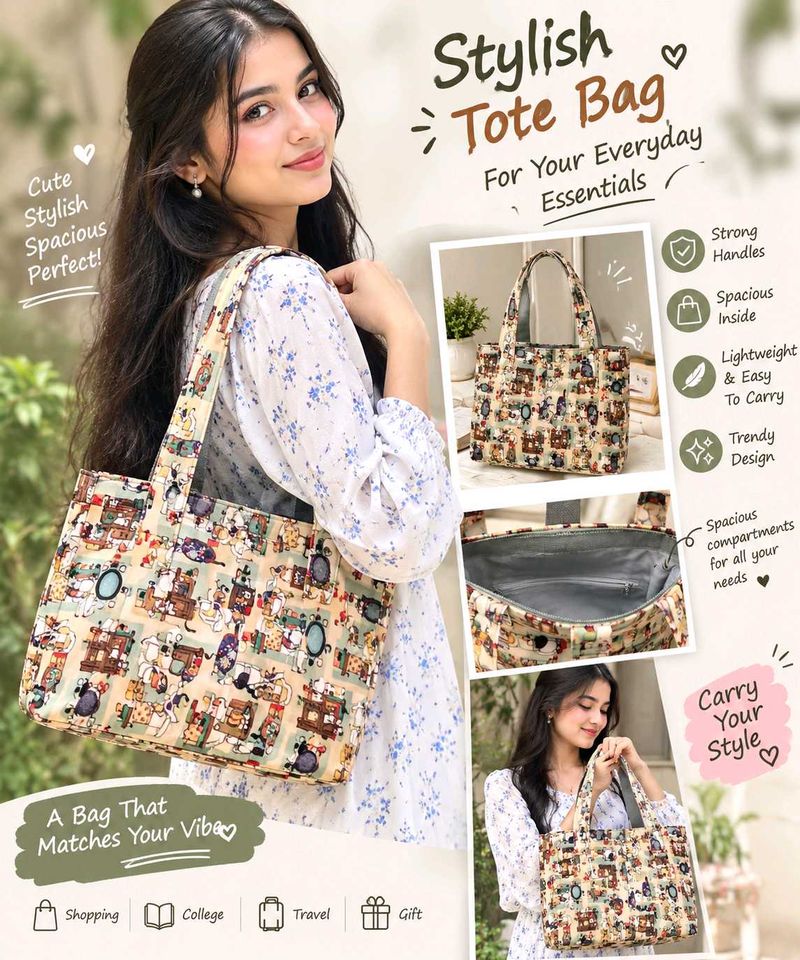 Cute &amp; Stylish Printed Tote Bag