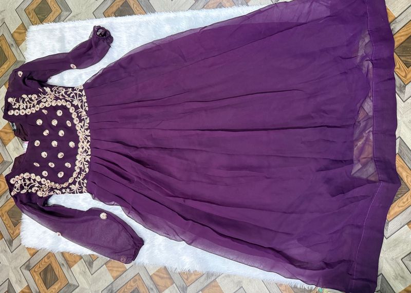 Beautiful Purple Embroidered Gown