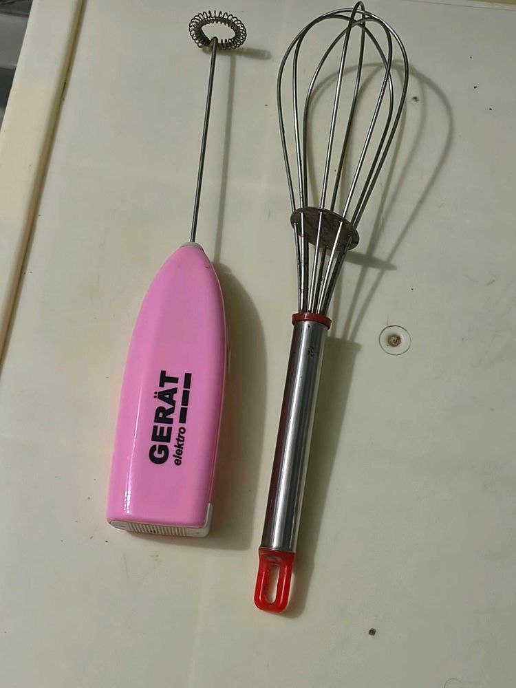 Pink Electric Milk Frother &amp; Whisk Set new conditi