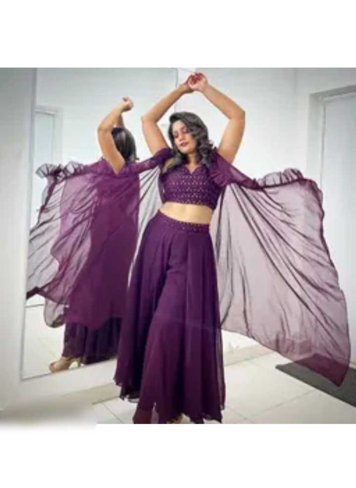 Maroon Sequin Ethnic Gown size- S
