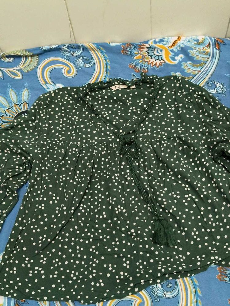 Green Polka Dot Tunic Top