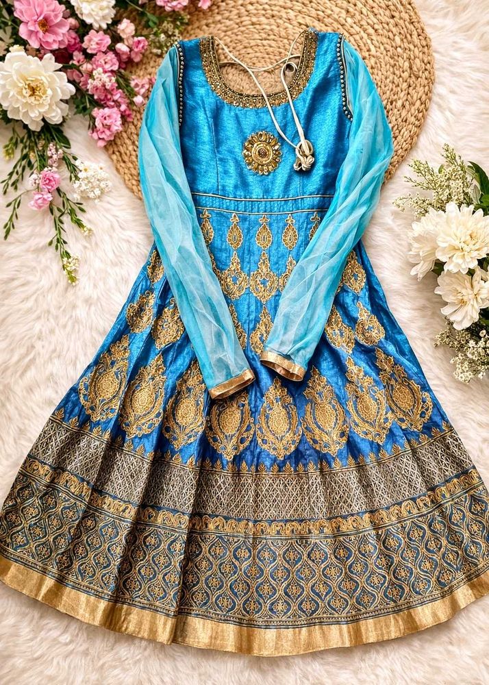 Stunning Blue &amp; Gold Embroidered Lehenga Choli
