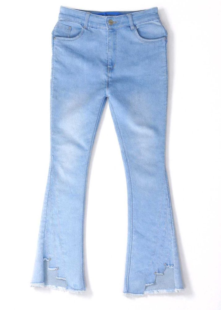 Light Wash Distressed Flare Jeans