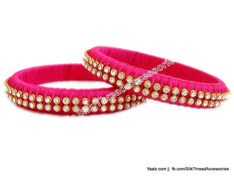 Pink Silk Thread Bangles (Set of 2)