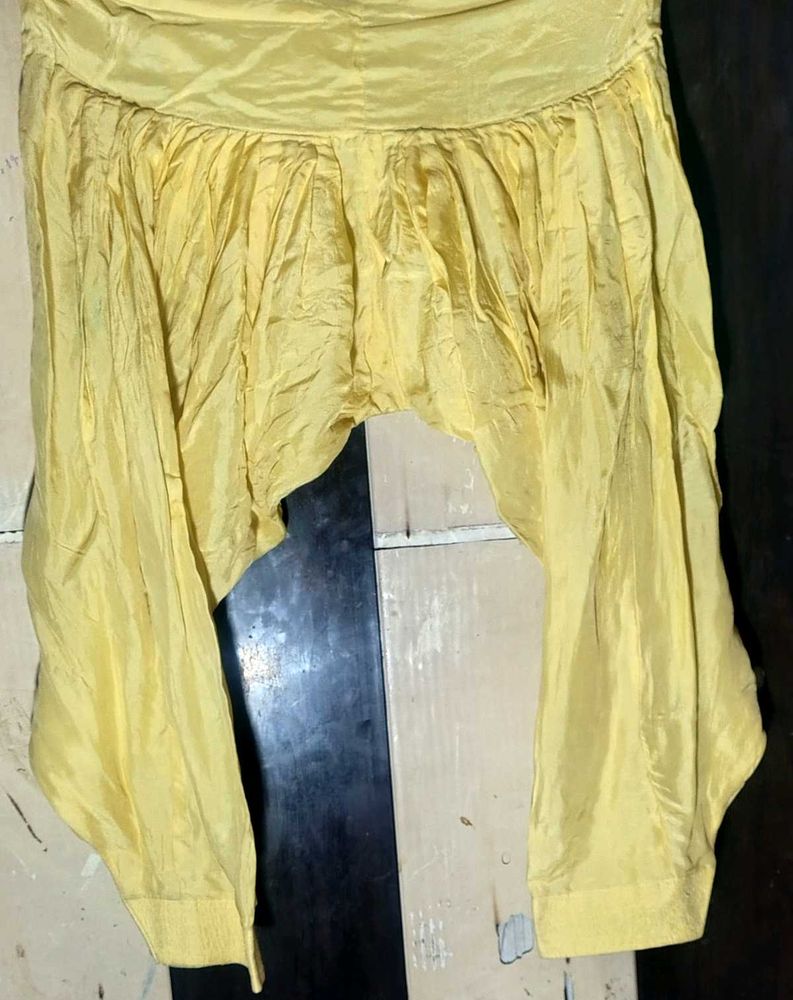 🌼 Yellow Silk Harem Salwar / Patiala Style Bottom