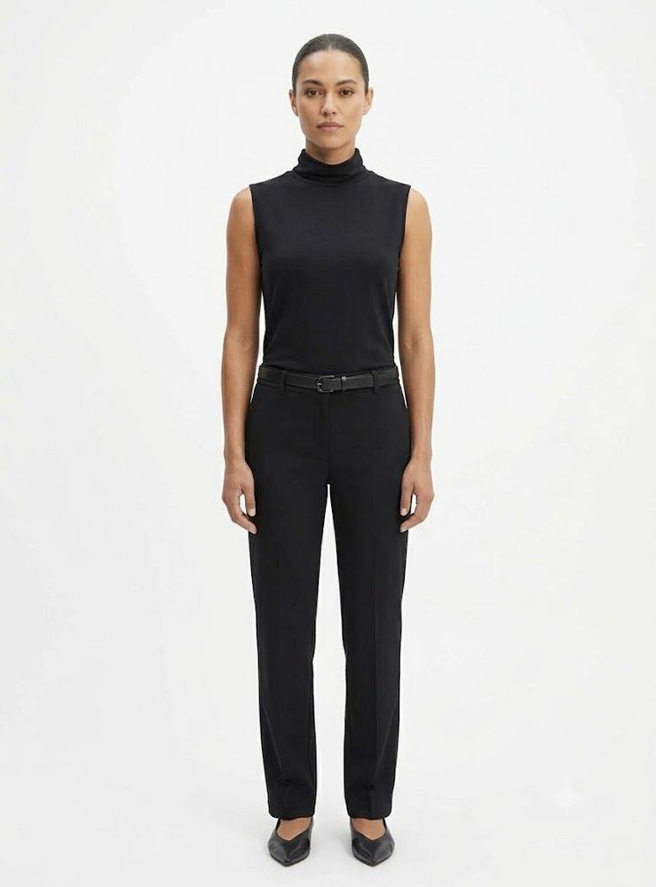 Sleek Black Mock Neck Sleeveless Top