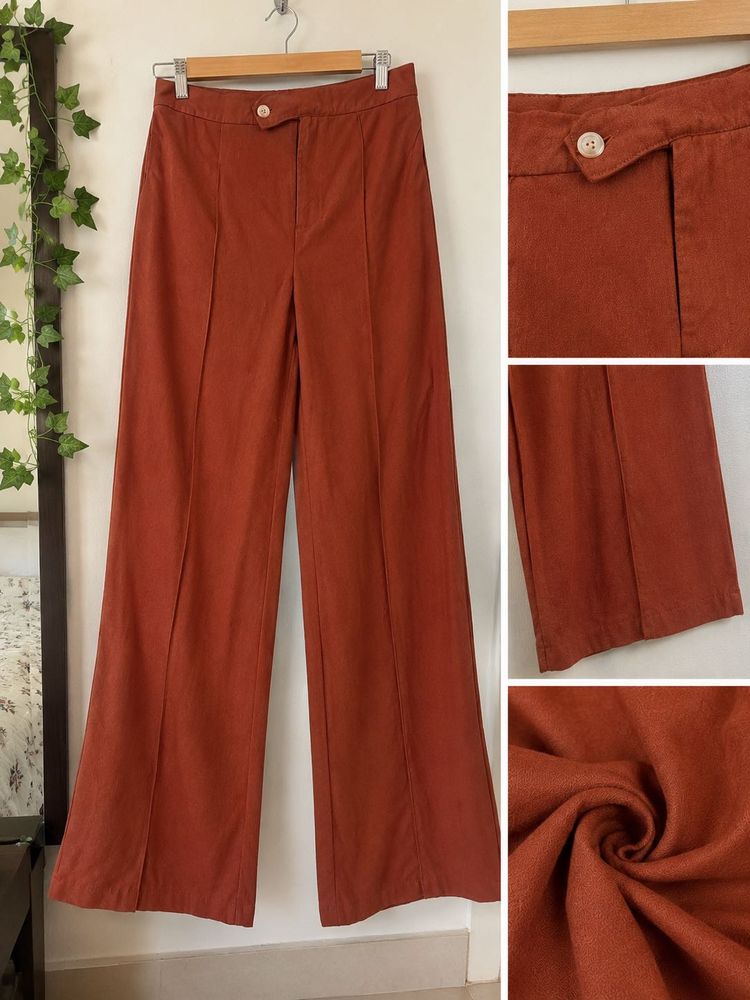 Wide Leg Pants - Burnt Orange