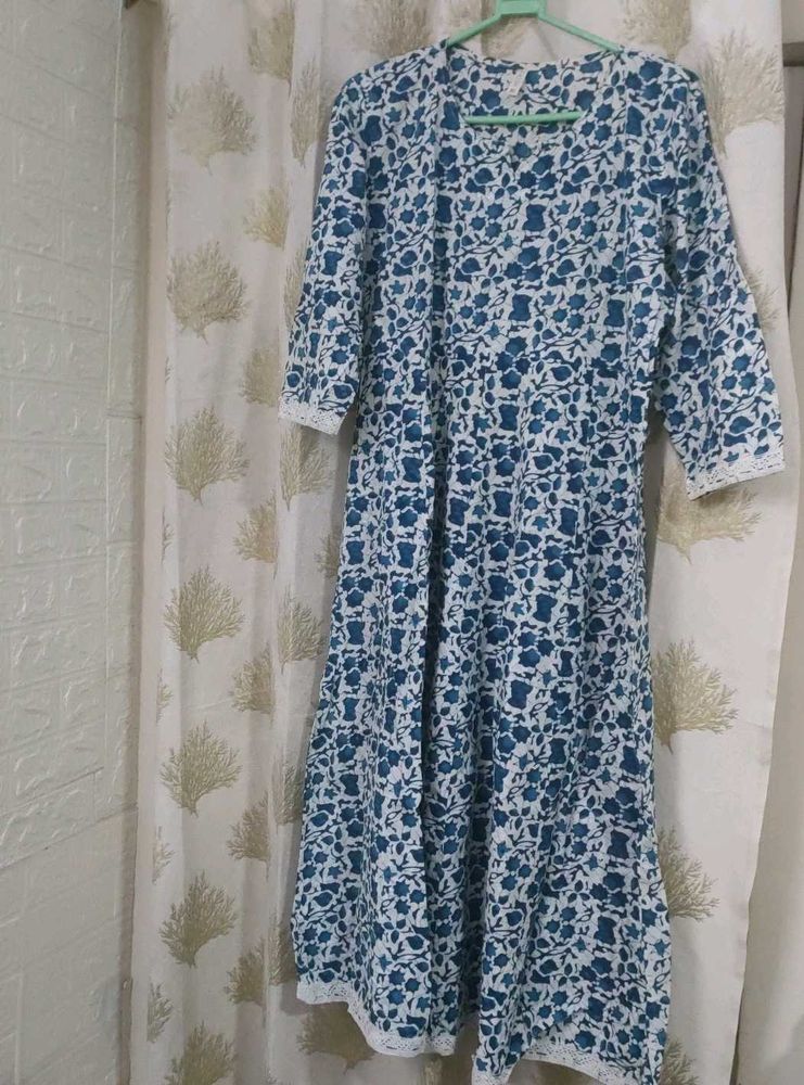Blue Floral Print Kurta