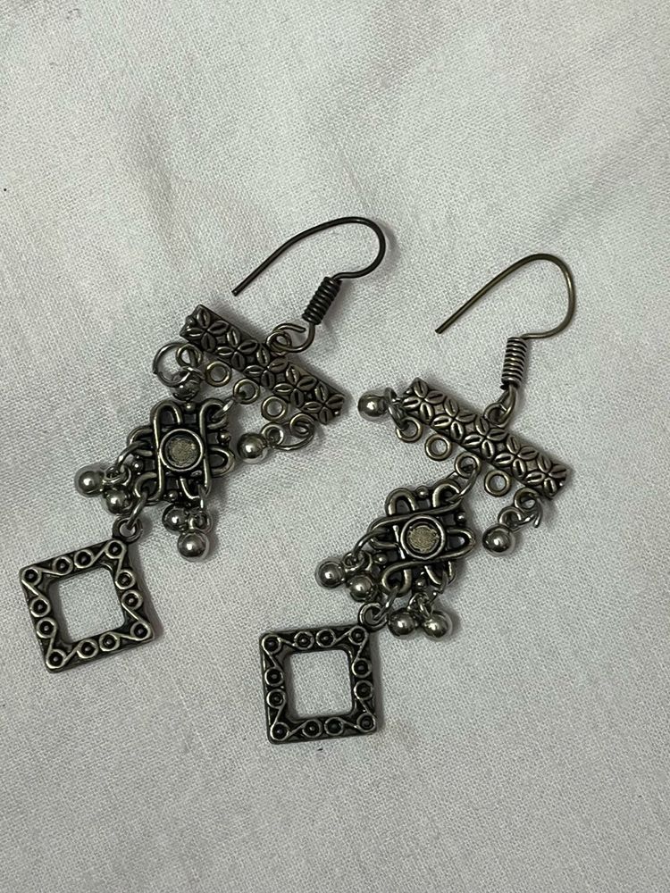 Exquisite Silver Oxidized Jhumka Earrings