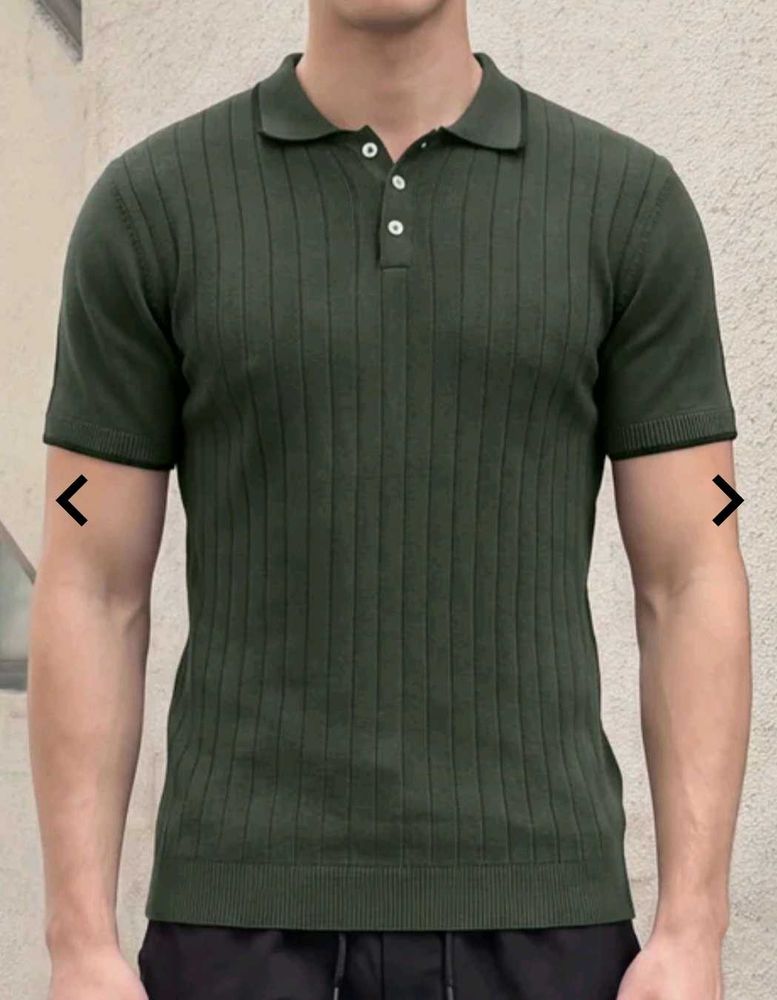 Men's Green Knit Polo Shirt