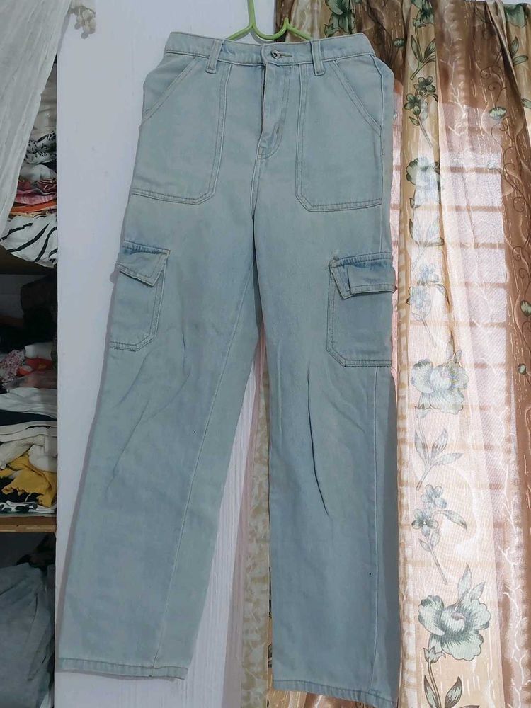 Light Wash Cargo Jeans