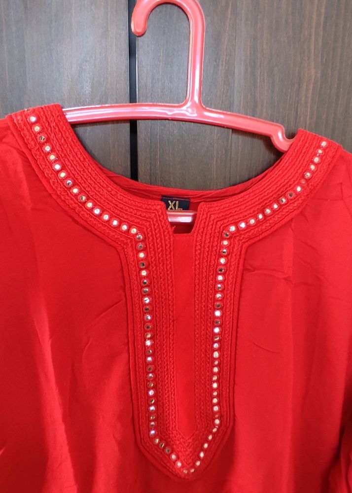Sale...Red Kurta With Stone Work