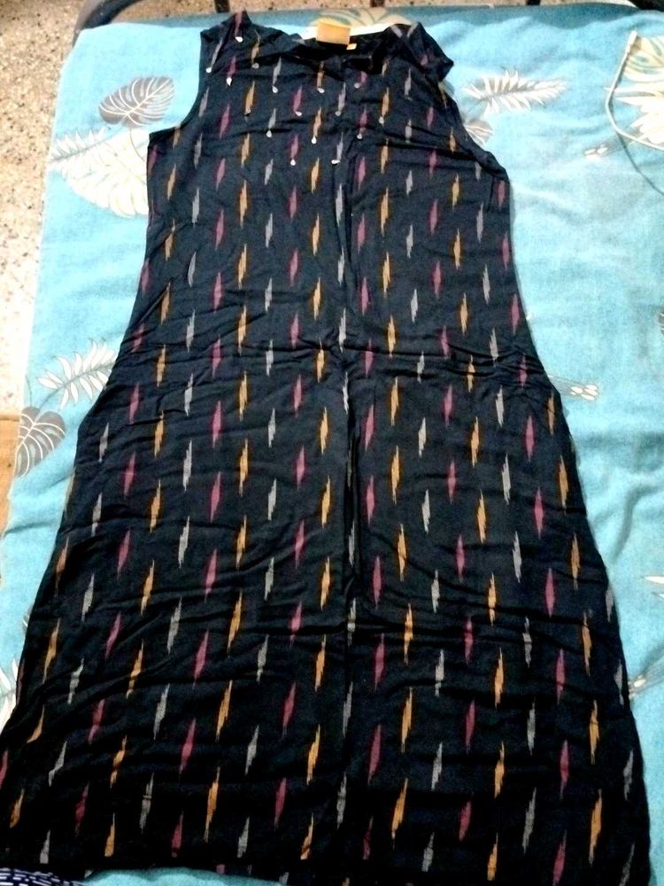 Stylish Black Ikkat Print Kurta