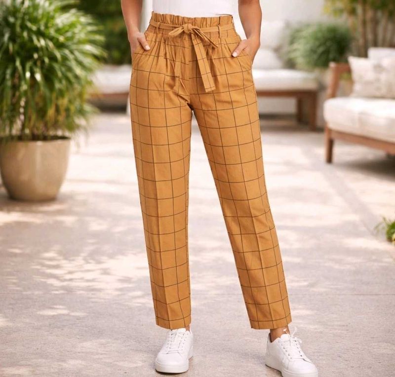 SALE ! Brown Checked Casual Pants