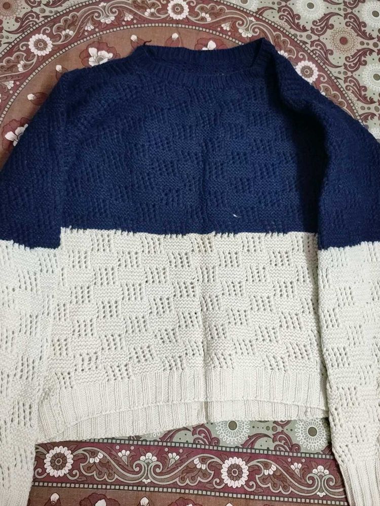 Blue &amp; White Knit Sweater