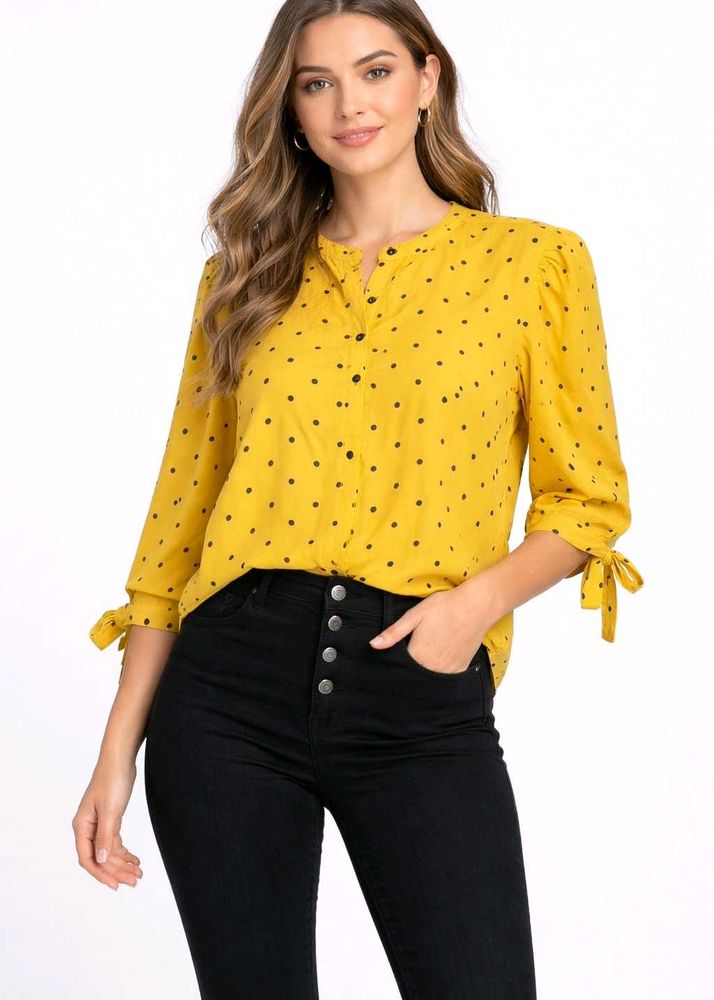 Banana Republic Polka Dot Puff Sleeve Top