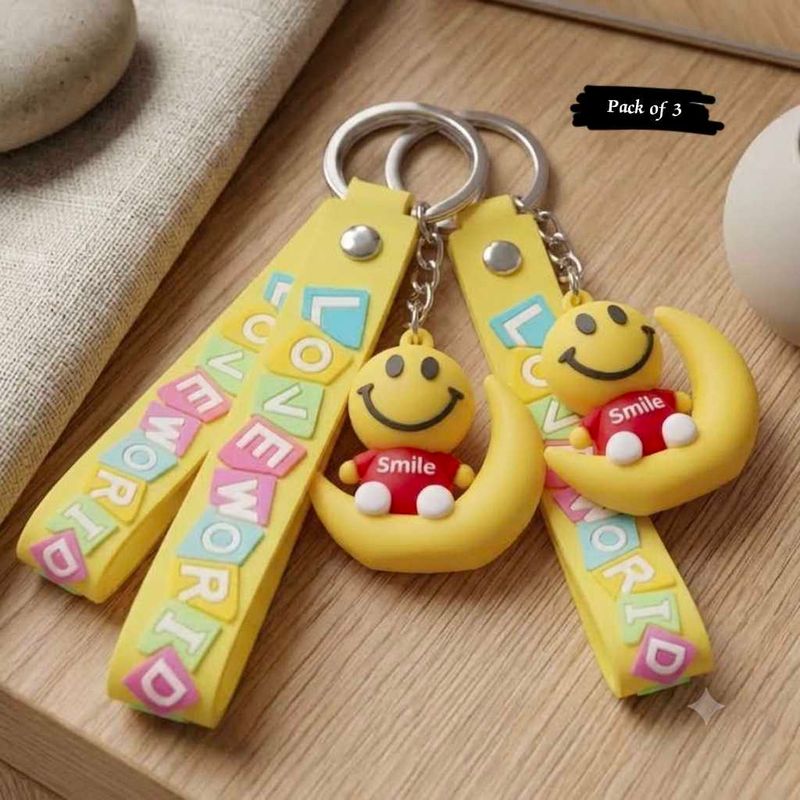 Cute Smiley Face Keychain Set (Pack of 3)