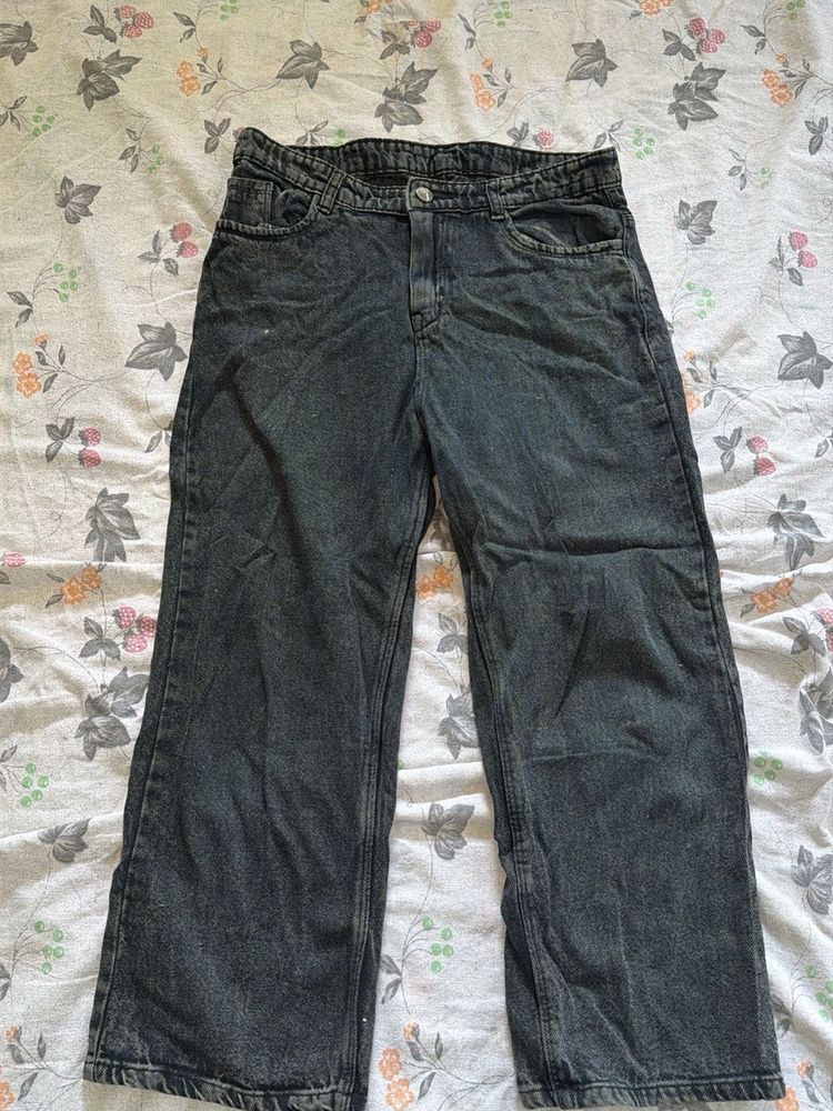 Grey Wide Leg Jeans