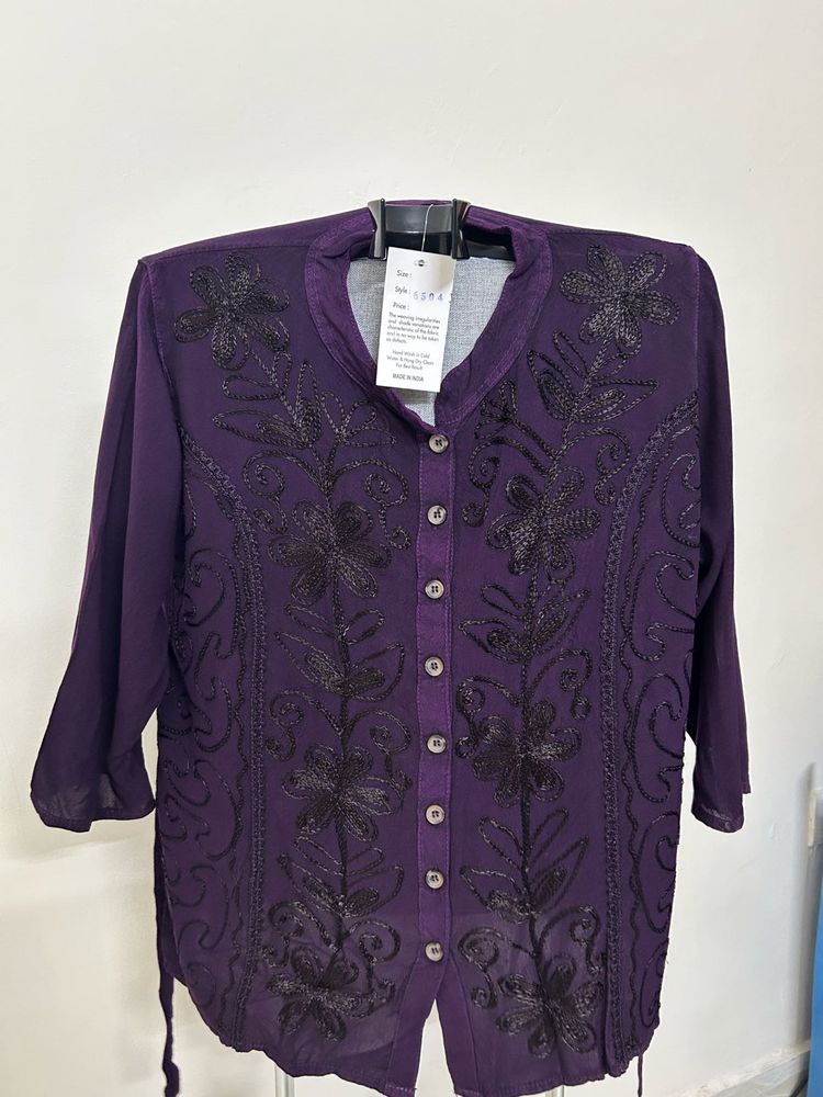 Embroidered Purple Kurta