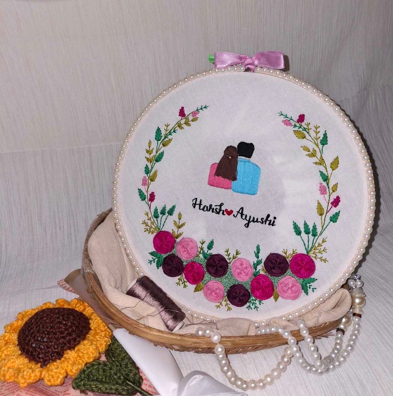 Personalized Couple Embroidery Hoop Art