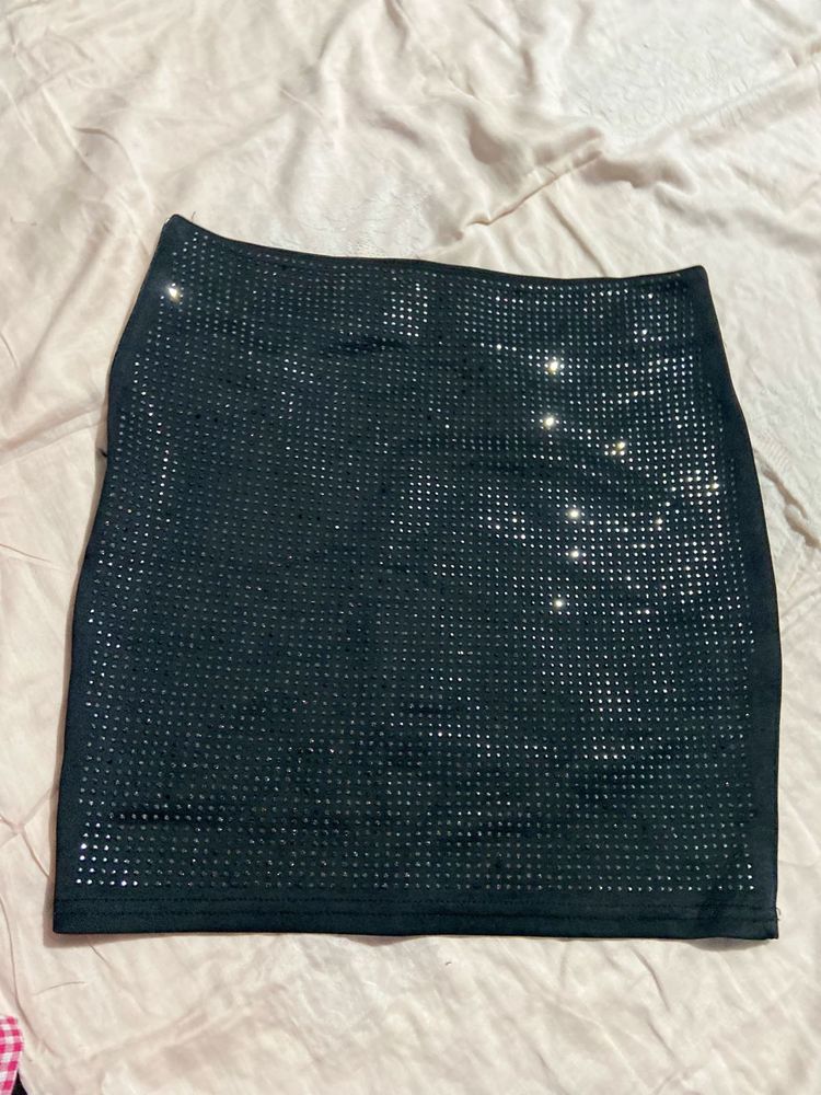 Sparkly Black Mini Skirt