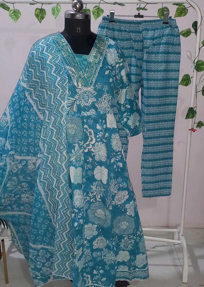 Brand New Floor Length Cotton Suit Set