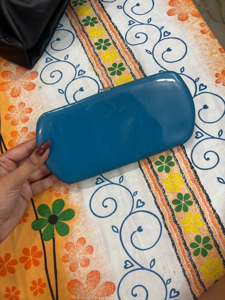 Teal Patent Clutch Bag